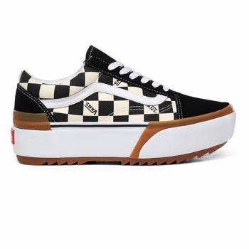 Damske Tenisky Na Platforme Vans Checkerboard Old Skool Stacked Viacfarebný/Biele VA32ZKBJL